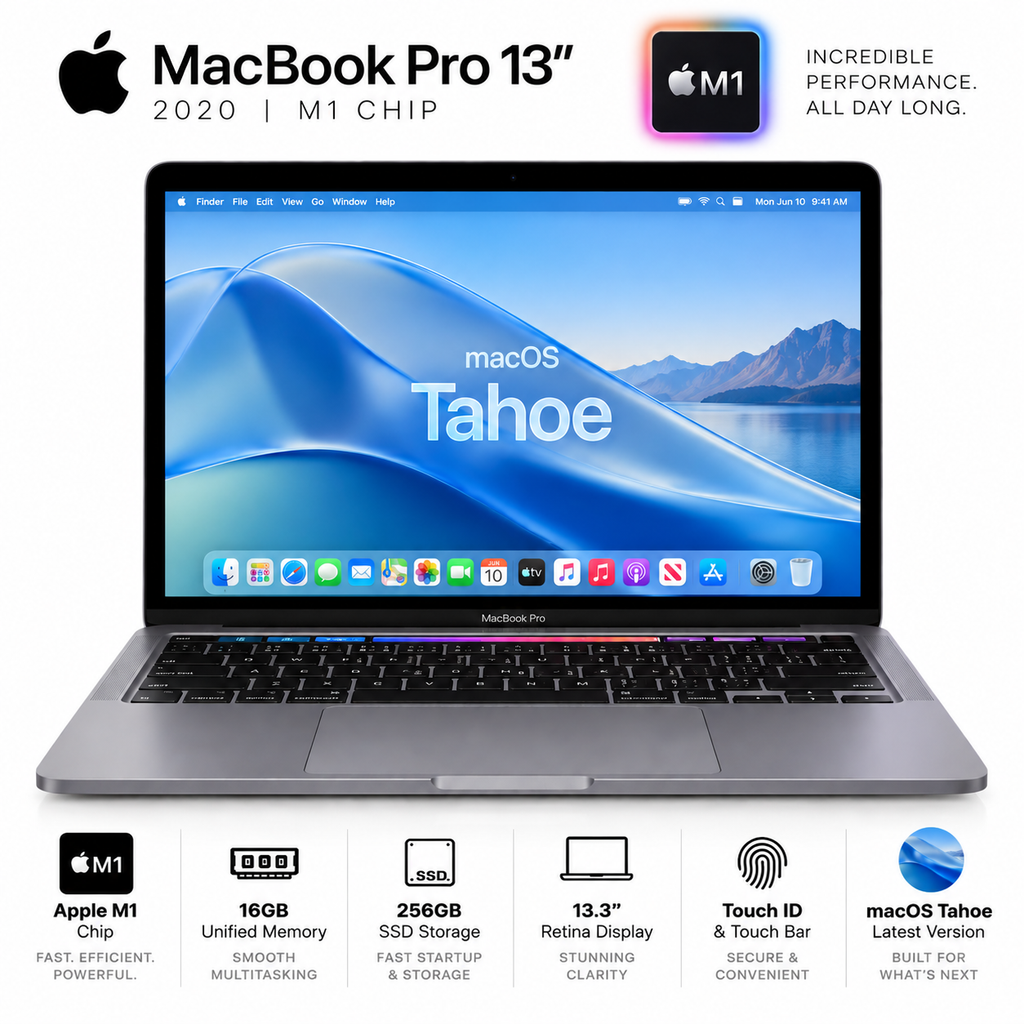 2020 Apple Macbook Pro 13' M1 Processor 256GB SSD 16GB Ram with Touch Bar